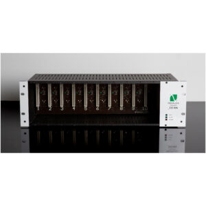 WesAudio WEGALDO TITAN rackmount unit with 10 numbered slots, black panel, and Run/Alarm/Com status LEDs.